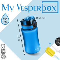 My Vesperbox ? Minny - Kinder Trinkflasche auslaufsicher ? 350ml ? mit Strohhalm oder Sieb - leichte Tritan Wasserflasche - BPA frei - für Kindergarten, Schule (Blau 350ml)