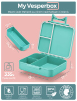 My Vesperbox LIV - Bento Box Kinder - Made in Germany - Biobasierend - Auslaufsicher & Unterteilt - BPA Frei - extrem robust - Lunchbox ? Brotdose mit Fächern - Jausenbox