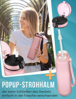My Vesperbox ? Minny - Kinder Trinkflasche auslaufsicher ? 750ml ? mit Strohhalm oder Sieb - leichte Tritan Wasserflasche - BPA frei - für Kindergarten, Schule (Rosa 750ml)