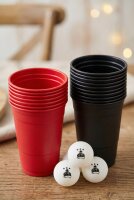 Party Becher Set Made in Germany - 22 extra stabile und nachhaltige Hartplastik Becher 450ml Spülmaschinengeeignet und Wiederverwendbar (Rot/Schwarz)