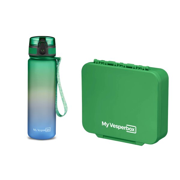My Vesperbox Liv Set – Brotdose & 500ml Trinkflasche für Kinder – auslaufsicher & BPA-frei – Lunchbox für Schule & Kindergarten - Bento Box Set - Made in Germany