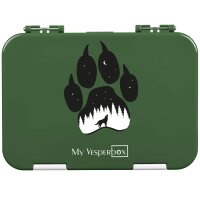 My Vesperbox Len - Bento Box Kinder - Lunchbox mit 4+2 Fächern - extrem robust ? Brotdose ? Brotbox ideal für Kindergarten und Schule (Dunkelgrün Wolf)