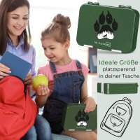My Vesperbox Len - Bento Box Kinder - Lunchbox mit 4+2 Fächern - extrem robust ? Brotdose ? Brotbox ideal für Kindergarten und Schule (Dunkelgrün Wolf)