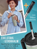 My Vesperbox® Trinkflasche mit Strohhalm KINNY CUP 500 ml - Trinkbecher Deckel - Thermobecher - Trink Becher - Tumbler Cup - Thermosflasche - BPA-frei, Auslaufsicher & Spülmaschinenfest